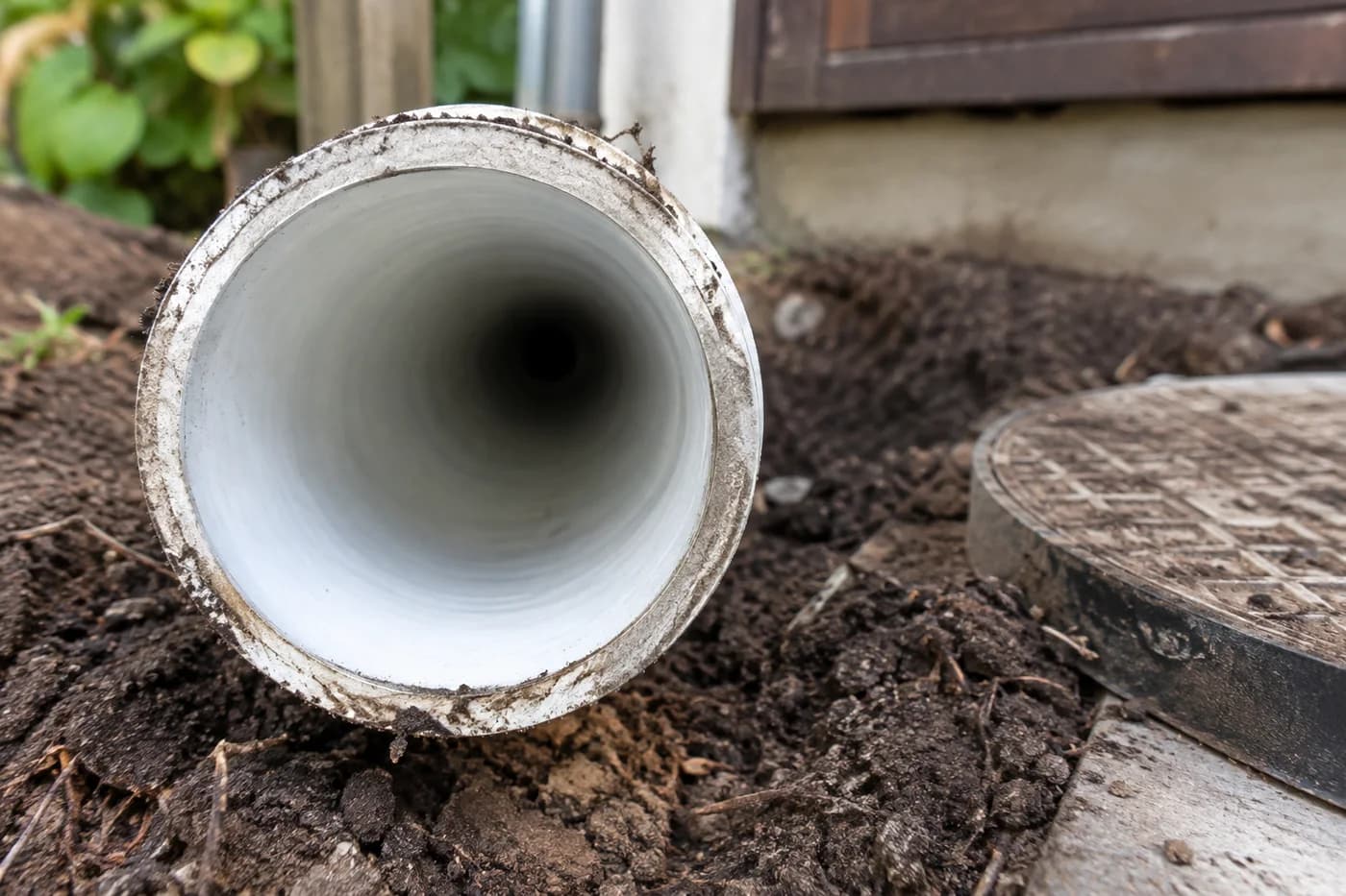 Smooth interior liner visible inside an open drain pipe